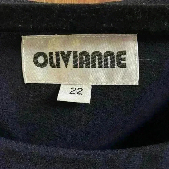 Olivianne dress tank top crop blouse plus size 22 navy blue with small gray dots - Picture 3 of 6